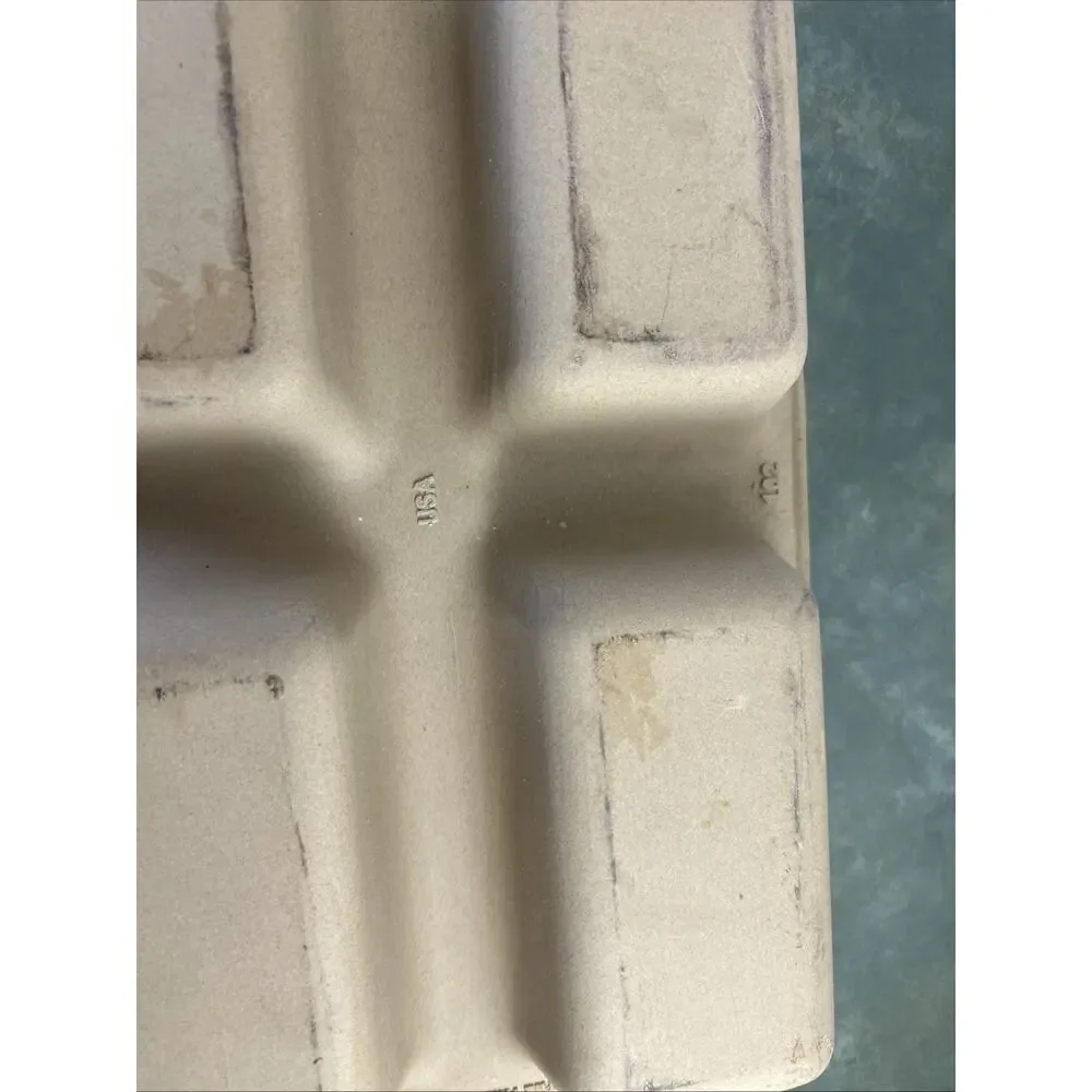 Pampered Chef 4 Mini Loaf Stoneware Pan USA 15x9 Natural Baking Pan AS-IS Read